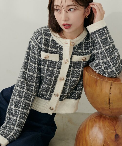 WEB限定】ツイード風カーディガン（カーディガン/ボレロ）｜natural