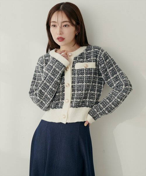 natural couture(ナチュラルクチュール)の「【WEB限定】ツイード風カーディガン(カーディガン/ボレロ・レディース・ブラック/ライトベージュ/ブルー・FREE)」の7枚目の写真