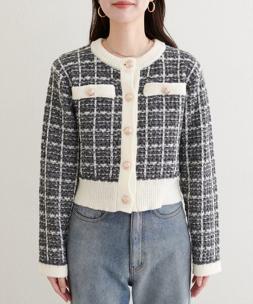 natural couture(ナチュラルクチュール)の「【WEB限定】ツイード風カーディガン(カーディガン/ボレロ・レディース・ブラック/ライトベージュ/ブルー・FREE)」の9枚目の写真