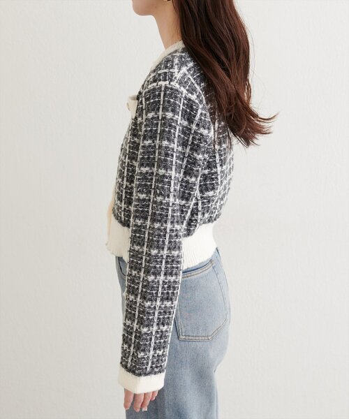natural couture(ナチュラルクチュール)の「【WEB限定】ツイード風カーディガン(カーディガン/ボレロ・レディース・ブラック/ライトベージュ/ブルー・FREE)」の10枚目の写真