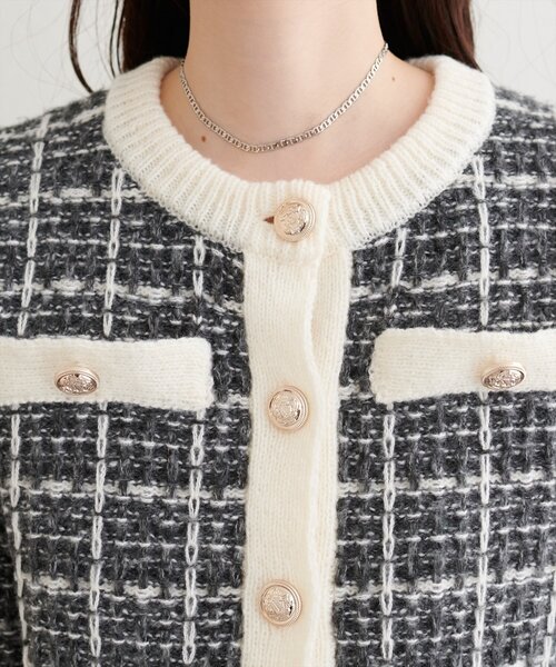 natural couture(ナチュラルクチュール)の「【WEB限定】ツイード風カーディガン(カーディガン/ボレロ・レディース・ブラック/ライトベージュ/ブルー・FREE)」の12枚目の写真
