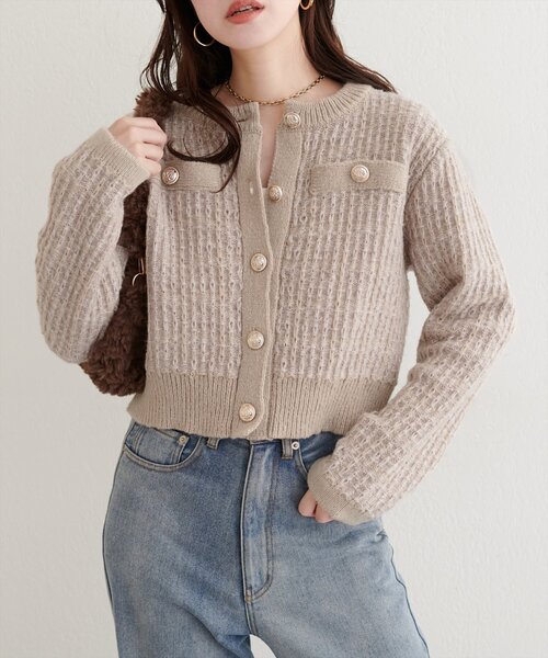 natural couture(ナチュラルクチュール)の「【WEB限定】ツイード風カーディガン(カーディガン/ボレロ・レディース・ブラック/ライトベージュ/ブルー・FREE)」の22枚目の写真