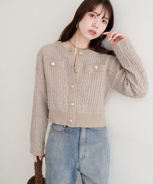 セール】【WEB限定】ツイード風カーディガン（カーディガン/ボレロ