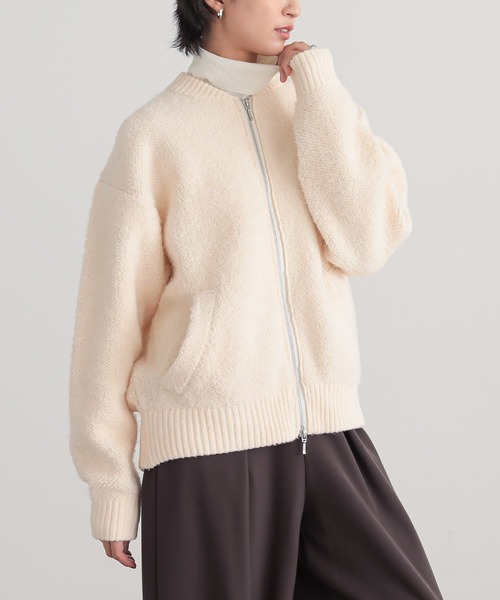for/c(フォーシー)の「ボアジャケット【サスティナブル】(ブルゾン・レディース・アイボリー/チャコール・L/M)」の13枚目の写真