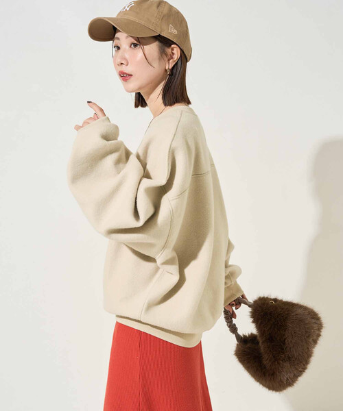 FREAK'S STORE(フリークスストア)の「限定展開 リバーシブル カレッジ プリント スウェット(スウェット・レディース・ライトグレー/ネイビー/ナチュラル/スミクロ・フリ-)」の7枚目の写真