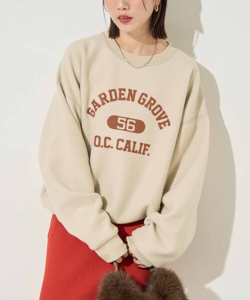 FREAK'S STORE(フリークスストア)の「限定展開 リバーシブル カレッジ プリント スウェット(スウェット・レディース・ライトグレー/ネイビー/ナチュラル/スミクロ・フリ-)」の9枚目の写真