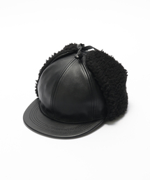 Winner Cap×JOURNAL STANDARD Earflap Black Lambskin