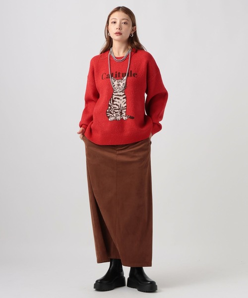 BAYFLOW（ベイフロー）の「ネコニットプルオーバー（ニット/セーター・レディース・ライトブルー/レッド/ライトグレー・FREE）」の13枚目の写真