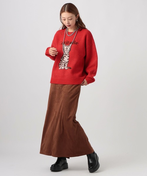 BAYFLOW（ベイフロー）の「ネコニットプルオーバー（ニット/セーター・レディース・ライトブルー/レッド/ライトグレー・FREE）」の14枚目の写真