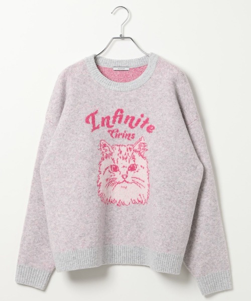 BAYFLOW（ベイフロー）の「ネコニットプルオーバー（ニット/セーター・レディース・ライトブルー/レッド/ライトグレー・FREE）」の17枚目の写真