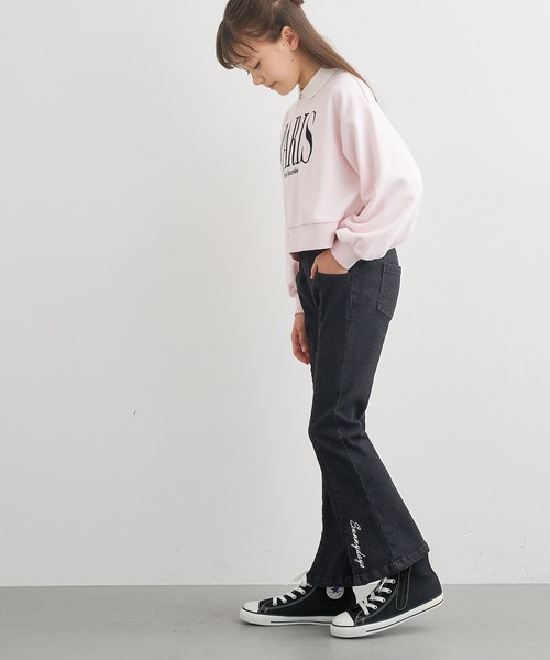 coca（coca）（コカ）の「キッズ　デニム刺繍フレアパンツ（デニムパンツ・キッズ・ブラック/ブルー・150/130/120/140）」の10枚目の写真