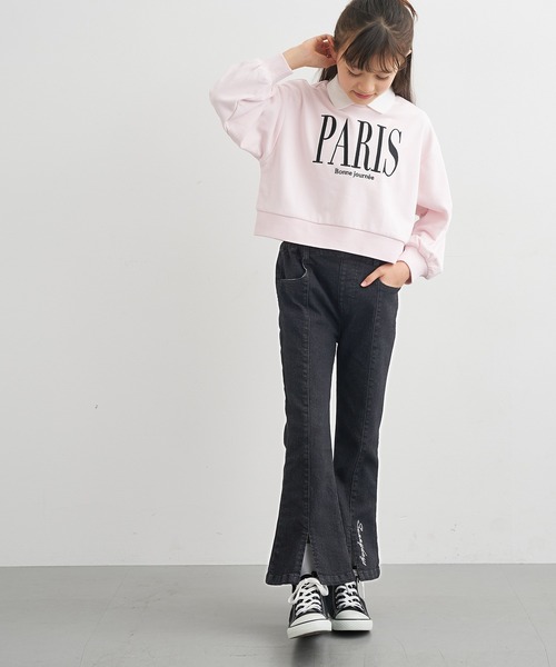 coca（coca）（コカ）の「キッズ　デニム刺繍フレアパンツ（デニムパンツ・キッズ・ブラック/ブルー・150/130/120/140）」の13枚目の写真