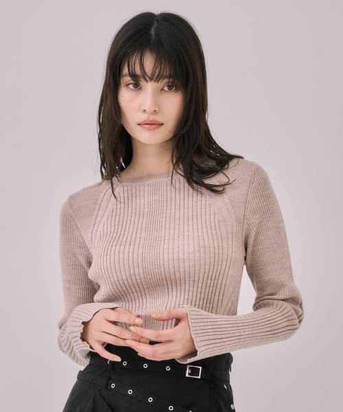 UNITED TOKYO(ユナイテッドトウキョウ)の「【残りわずか!】スリムリブラインニット|ウォッシャブル/オフィスカジュアル/ニット/細見え/春服(ニット/セーター・レディース・ベージュ/ブラック/ブルー・FREE)」の2枚目の写真