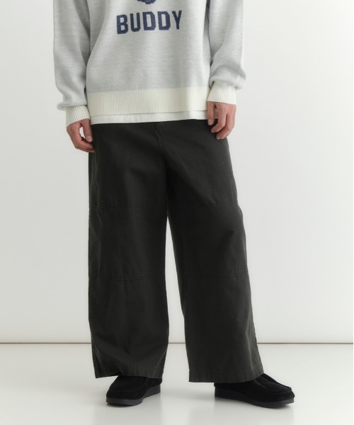 BACK NUMBER（バックナンバー）の「【BACK NUMBER】コットンダック ワイドレッグ ワークパンツ (ハイウエスト/耐久性/通気性/大人カジュアル)（その他パンツ・メンズ・ブラック/ダークグレー/ベージュ・M/L/XL）」の2枚目の写真