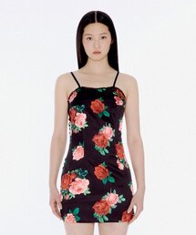 YOUHEE（ユヒ）の「SATIN FLOWER PATTERN DRESS BLACK（ワンピース）」
