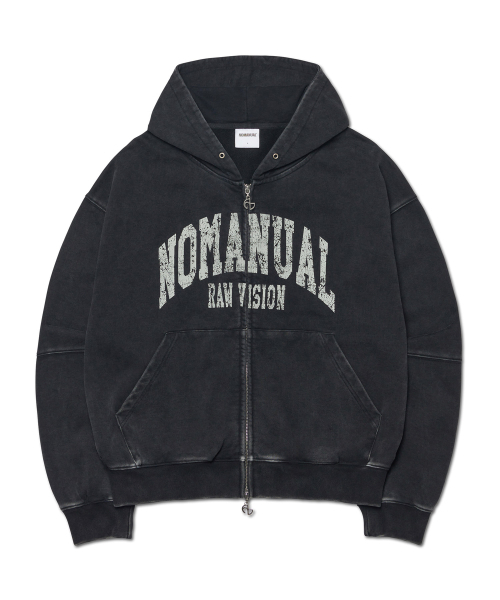NOMANUAL(NOMANUAL)の「C.A VINTAGE HOODED ZIP-UP - WASHED BLACK(パーカー・レディース・その他・LARGE/SMALL/MEDIUM)」の1枚目の写真