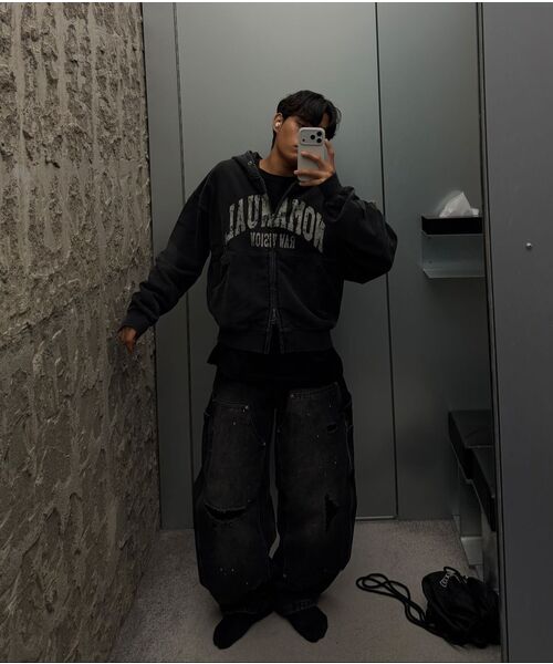 NOMANUAL(NOMANUAL)の「C.A VINTAGE HOODED ZIP-UP - WASHED BLACK(パーカー・レディース・その他・LARGE/SMALL/MEDIUM)」の8枚目の写真