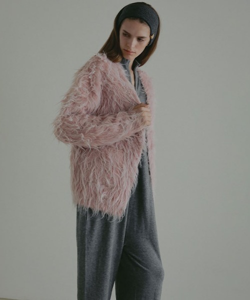 ETRE TOKYO（エトレトウキョウ）の「ダブルフェイスヘアリーニットカーディガン（カーディガン/ボレロ・レディース・ピンク/ライトベージュ・FREE）」の6枚目の写真