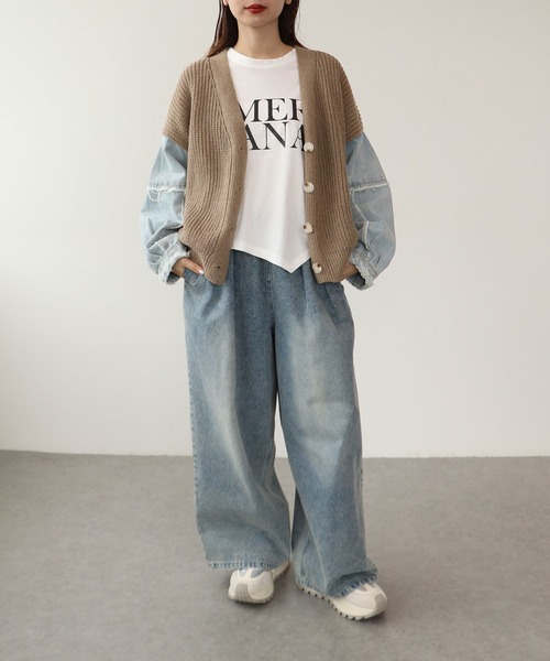 デニムコンビニットカーディガン（カーディガン/ボレロ）｜Cepica