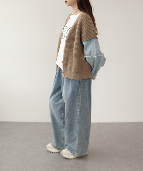 デニムコンビニットカーディガン（カーディガン/ボレロ）｜Cepica