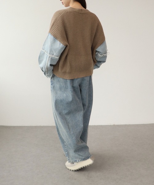 デニムコンビニットカーディガン（カーディガン/ボレロ）｜Cepica