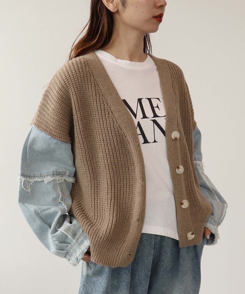 Cepica（セピカ）の「デニムコンビニットカーディガン（カーディガン/ボレロ・レディース・ベージュ・FREE）」の4枚目の写真