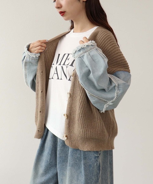 Cepica（セピカ）の「デニムコンビニットカーディガン（カーディガン/ボレロ・レディース・ベージュ・FREE）」の10枚目の写真