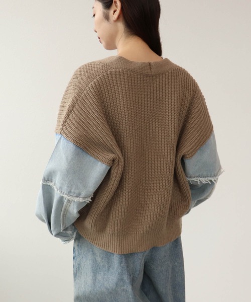 Cepica（セピカ）の「デニムコンビニットカーディガン（カーディガン/ボレロ・レディース・ベージュ・FREE）」の5枚目の写真