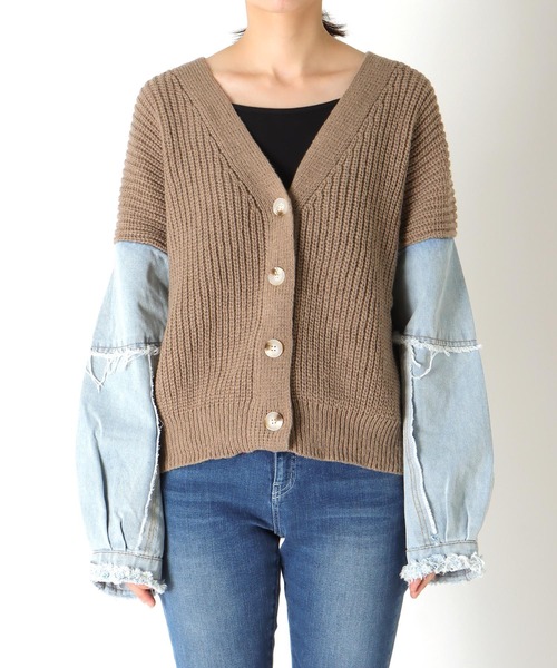   jeans　カーディガン　 デニムコンビニットカーディガン（カーディガン/ボレロ）｜Cepica
