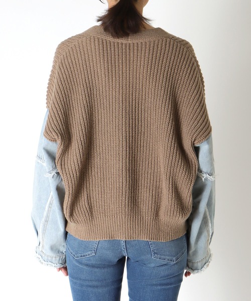 デニムコンビニットカーディガン（カーディガン/ボレロ）｜Cepica