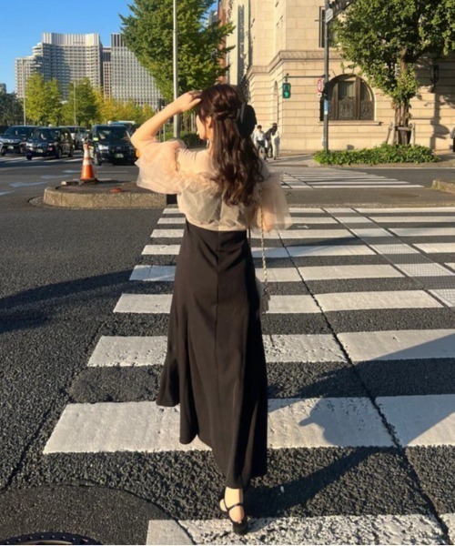 merrylatte(メリーラテ)の「チュールフリルドレスワンピース(ドレス・レディース・ブラック・FREE)」の3枚目の写真