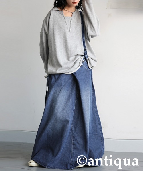 antiqua(アンティカ)の「デニムサロペットスカート(デニムスカート・レディース・ブルー系その他/インディゴブルー・LARGE/MEDIUM)」の13枚目の写真