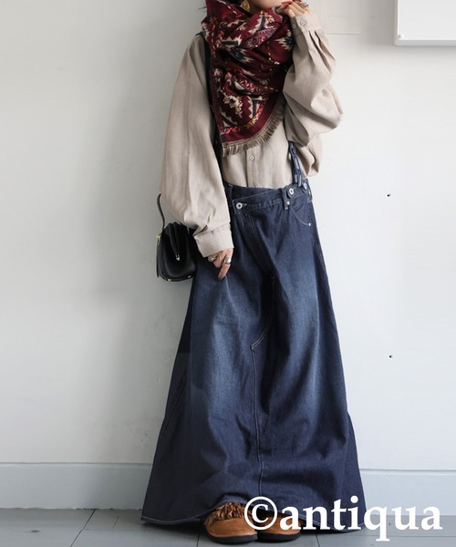 antiqua(アンティカ)の「デニムサロペットスカート(デニムスカート・レディース・ブルー系その他/インディゴブルー・LARGE/MEDIUM)」の7枚目の写真