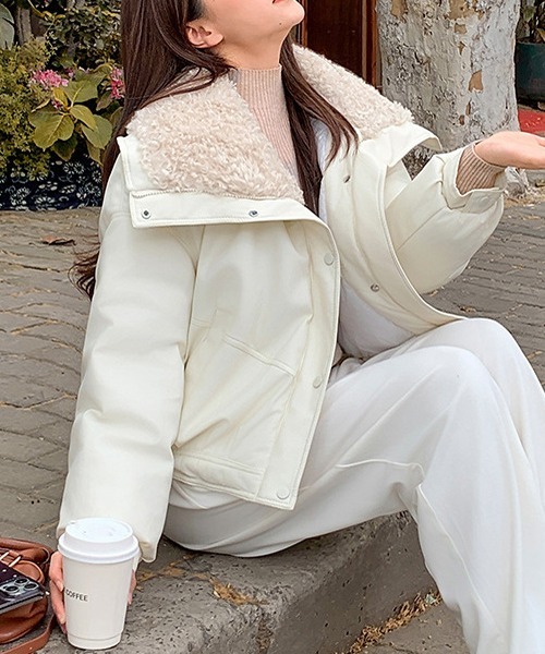 セール】YUGA 合成革皮 ショートスタイルジャケット（ダウンジャケット