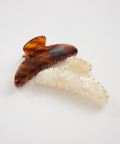 mystic（ミスティック）の「マーブルラウンドヘアクリップ（ブローチ/コサージュ・レディース・アイボリー/ブラウン・ONE SIZE）」の2枚目の写真