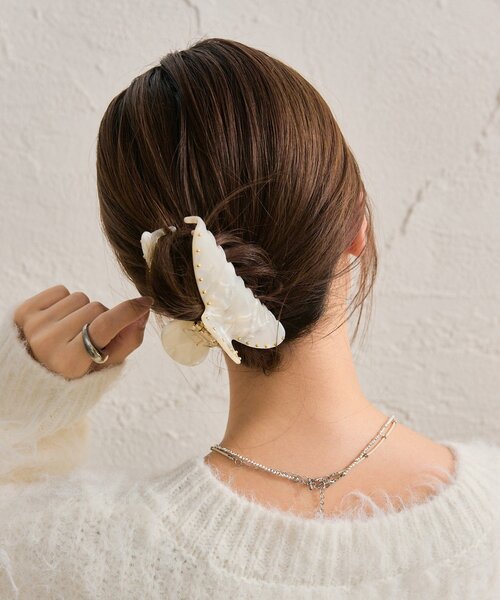 mystic（ミスティック）の「マーブルラウンドヘアクリップ（ブローチ/コサージュ・レディース・アイボリー/ブラウン・ONE SIZE）」の6枚目の写真