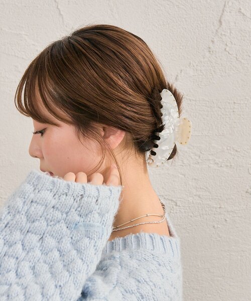 mystic（ミスティック）の「マーブルラウンドヘアクリップ（ブローチ/コサージュ・レディース・アイボリー/ブラウン・ONE SIZE）」の8枚目の写真