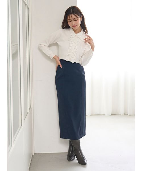 SNIDEL（スナイデル）の「シンプルペンシルスカート（スカート・レディース・アイボリー/ピンク/ネイビー・0/1）」の3枚目の写真