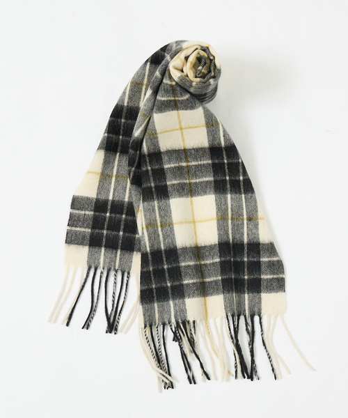 ABAHOUSE(アバハウス)の「ウール×カシミヤ チェック マフラー / ON・OFF兼用(マフラー・メンズ・アイボリー/ホワイト/ネイビー・フリー)」の3枚目の写真