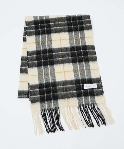 ABAHOUSE(アバハウス)の「ウール×カシミヤ チェック マフラー / ON・OFF兼用(マフラー・メンズ・アイボリー/ホワイト/ネイビー・フリー)」の11枚目の写真