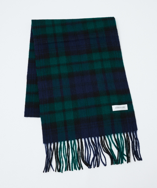 ABAHOUSE(アバハウス)の「ウール×カシミヤ チェック マフラー / ON・OFF兼用(マフラー・メンズ・アイボリー/ホワイト/ネイビー・フリー)」の14枚目の写真