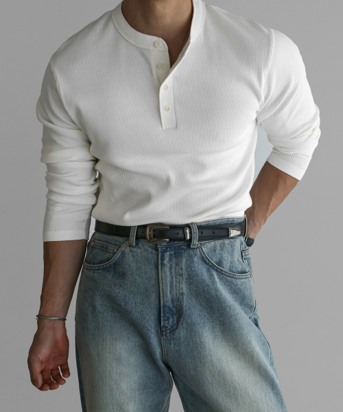 BOWLOW PRODUCT（バウロープロダクト）の「リブヘンリーネックマッスルロングスリーブニットT [アイボリー]（Tシャツ/カットソー・メンズ・その他・LARGE/X-LARGE/MEDIUM）」の5枚目の写真