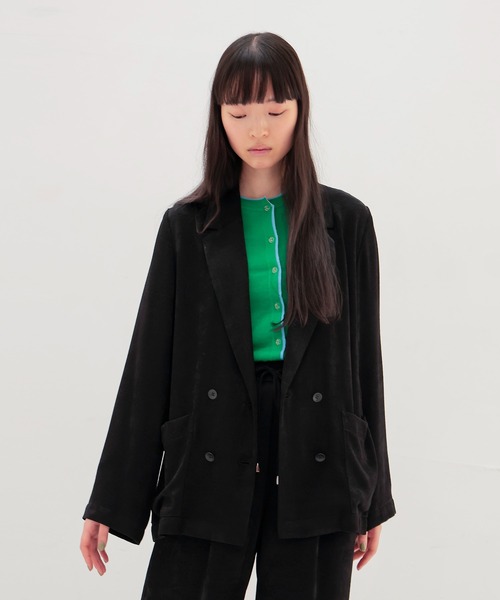 DRESSLAVE（ドレスレイブ）の「velvet satin relaxy jacket(ベルベットサテンリラクシージャケット)（テーラードジャケット・レディース・ブラック/ホワイト・38）」の11枚目の写真