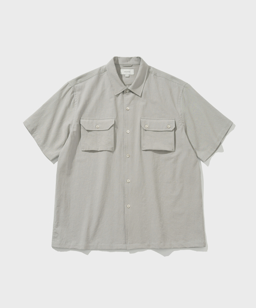 SHIRTER(シャーター)の「SHIRRING POCKET HALF SHIRT (LIGHT GREY)(シャツ/ブラウス・メンズ・その他・SMALL/MEDIUM/LARGE)」の1枚目の写真