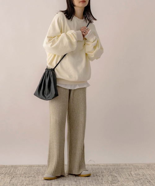 NOAHL(ノアル)の「【NOAHL】リブニットワイドパンツ(その他パンツ・レディース・ベージュ系/ブラウン・L/M)」の5枚目の写真