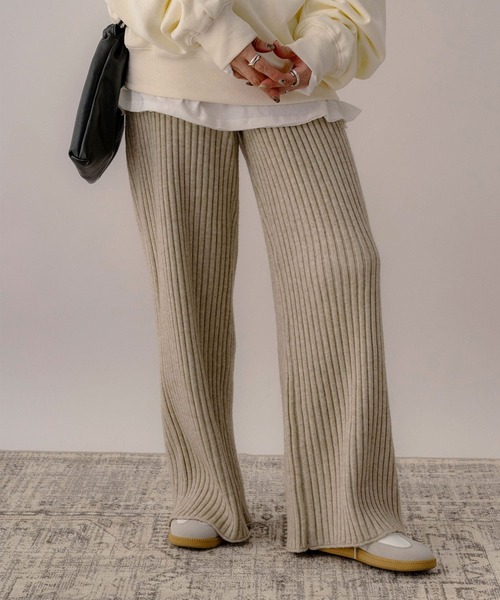 NOAHL(ノアル)の「【NOAHL】リブニットワイドパンツ(その他パンツ・レディース・ベージュ系/ブラウン・L/M)」の8枚目の写真