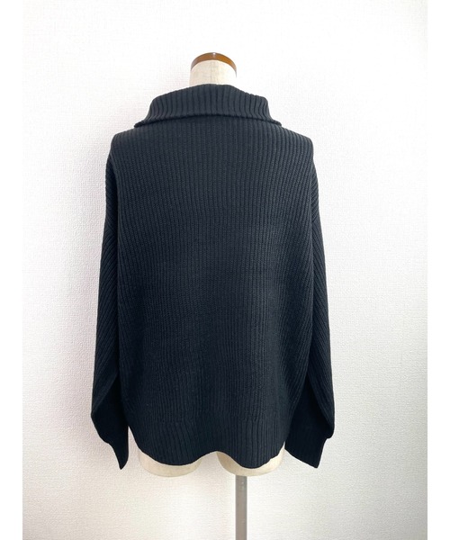 WORLD WIDE LOVE!(ワールドワイドラブ)の「WWL! ハーフジップニット(ニット/セーター・レディース・ブラック/オフホワイト/グリーン・1)」の10枚目の写真