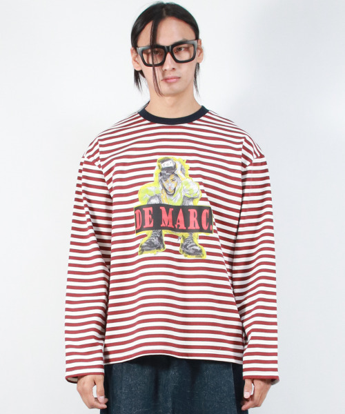 DEMARC(ドゥマーク)の「M STREET BOY STRIPE LOOSE FIT LONG SLEEVE - Burgundy(Tシャツ/カットソー・メンズ・その他・MEDIUM/LARGE)」の14枚目の写真