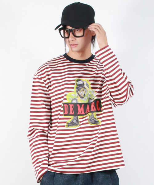 DEMARC(ドゥマーク)の「M STREET BOY STRIPE LOOSE FIT LONG SLEEVE - Burgundy(Tシャツ/カットソー・メンズ・その他・MEDIUM/LARGE)」の10枚目の写真