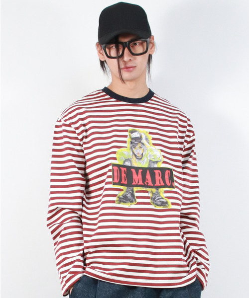 DEMARC(ドゥマーク)の「M STREET BOY STRIPE LOOSE FIT LONG SLEEVE - Burgundy(Tシャツ/カットソー・メンズ・その他・MEDIUM/LARGE)」の13枚目の写真